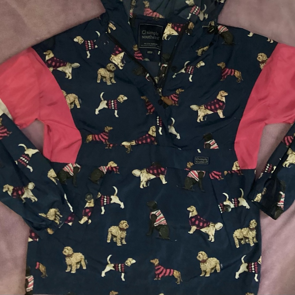 Simply Southern Blue and Pink Windbreaker with Dog Design
